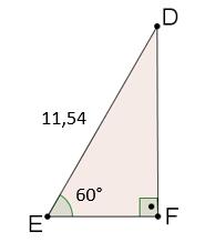 3. Dado o triângulo DEF, consulte as tabelas das razões trigonométricas e determine: a) a medida aproimada do cateto oposto ao ângulo Ê.