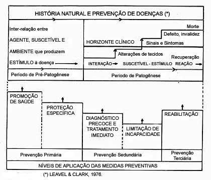 HISTÓRIA NATURAL DA DOENÇA LEAVELL & CLARK (1976) Destaca a saúde-doença como um processo dinâmico Os