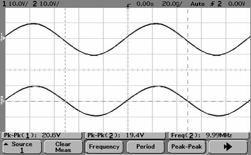 ANEXOS 2.6- LT com altura de 5cm e freqüência de excitação de 10 MHz Fig. 2.6.1- Distância = 10 cm; V1 = 20,6V; V2 = 19,4V. Fig. 2.6.2 - Distância = 20 cm; V1 = 20,6V; V2 = 17,8V.