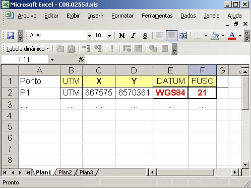 TÍTULO: Padrão de Figura 3 Formato GPS no Excel 4.