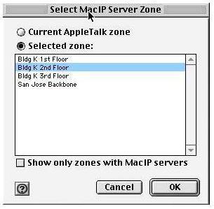 4. Para recursos dinâmicos (MacIP dinâmico), selecione Using MacIP Server no menu suspenso Configure.