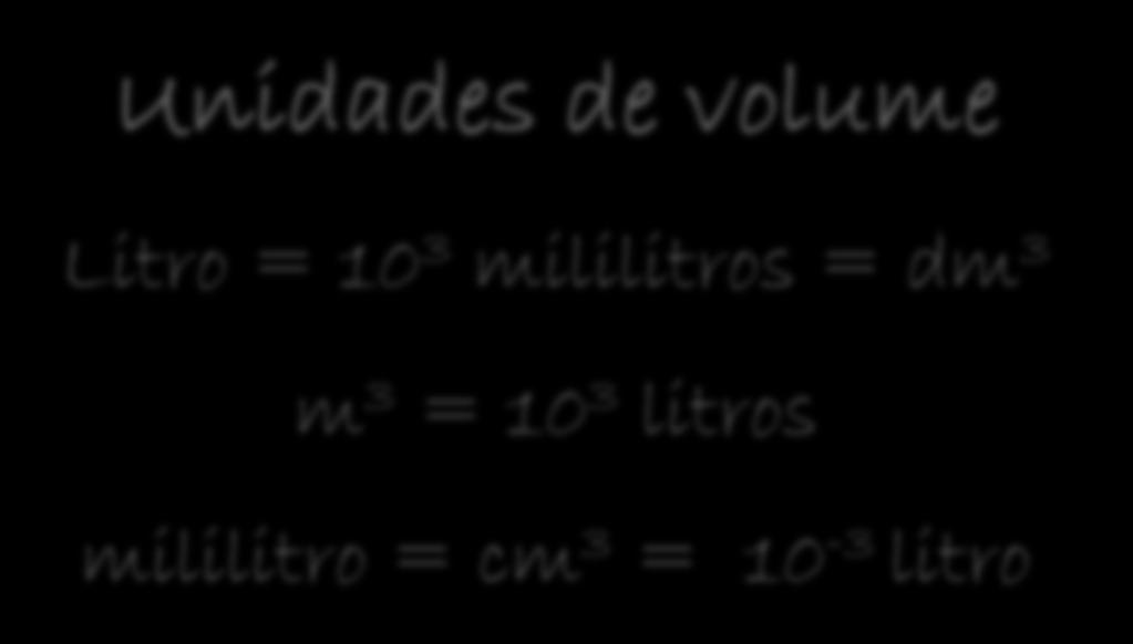 Litro = 10 3 mililitros = dm 3 m 3 =