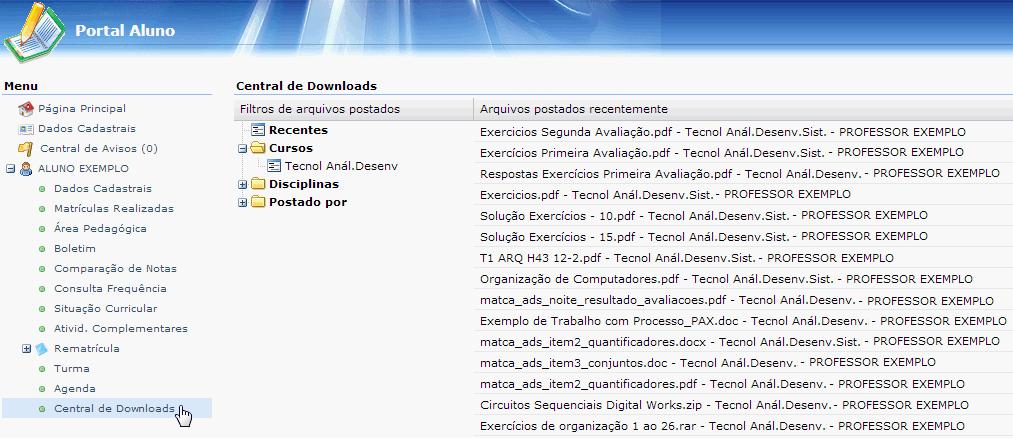 desktop. Figura 43 - Central de downloads Download.