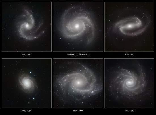 Classificação de Hubble: Galáxias Espirais São brilhantes e têm um pronunciado formato de disco, com gases quentes, poeira e estrelas brilhantes