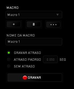 GUIA MACROS A guia Macros permite criar uma série precisa de teclas e botões pressionados. Essa guia também permite que você tenha diversas macros e longos comandos de macros ao seu dispor.