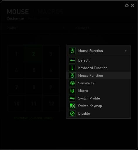 OPÇÕES DE PERSONALIZAÇÃO (CUSTOMIZATION OPTIONS) Inicialmente, cada um dos botões do mouse está configurado como Default.