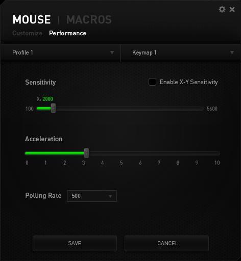 GUIA DESEMPENHO (PERFORMANCE TAB) A guia Desempenho permite que a velocidade e a precisão do ponteiro do mouse sejam aprimoradas.