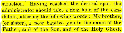 1883 Manual da Igreja A Administração do Batismo Neste artigo, cita o manual da IASD de 1883 e explica como o pastor deve proceder antes, durante e depois do batismo.