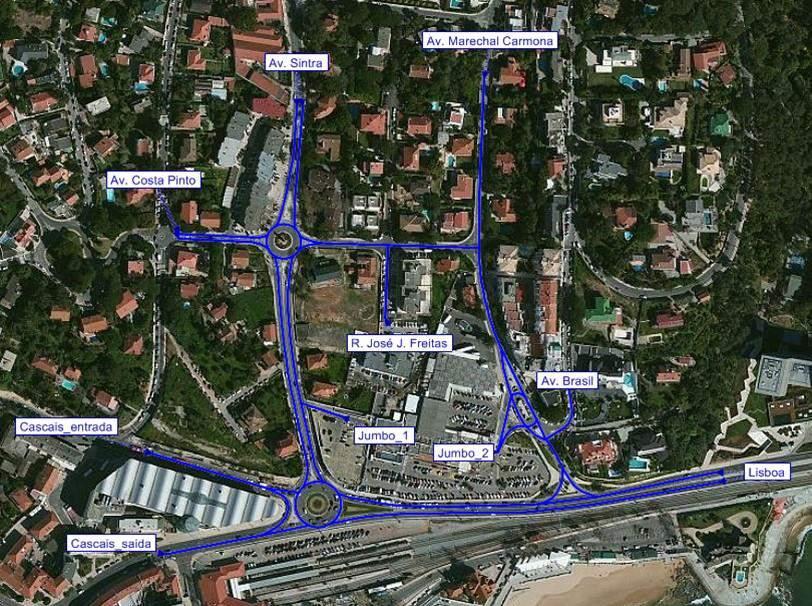 3.3. Matriz Origem/Destino atual A partir dos resultados das contagens direcionais calcularam-se as matrizes de fluxos Origem/Destino para os períodos de ponta horária da tarde de dia útil e de sábado.