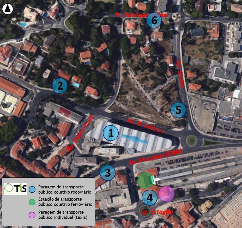 9. Transporte público coletivo No que respeita ao transporte público coletivo, a área de intervenção é servida por algumas carreiras regulares urbanas, operadas pela Scotturb, e pela linha de