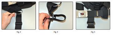 Quando, no comprimento desejado puxar o cinto restante através da primeira ranhura e aperte (Fig.2). NOTA: O material da tira da cintura em excesso pode ser aparado.