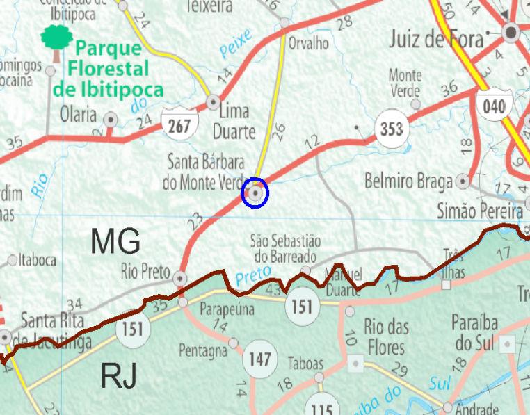 Plano Municipal de Saneamento Básico Santa Bárbara do Monte Verde/MG 25 Figura 2 Acesso ao município. Fonte: DER-MG, 2009. 2.1.