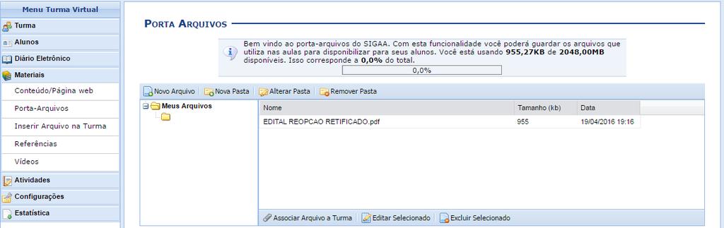 6.4. Referências Neste espaço é possível visualizar, alterar ou remover alguma referência bibliográfica (Figura 35), como também é permitido adicionar uma nova