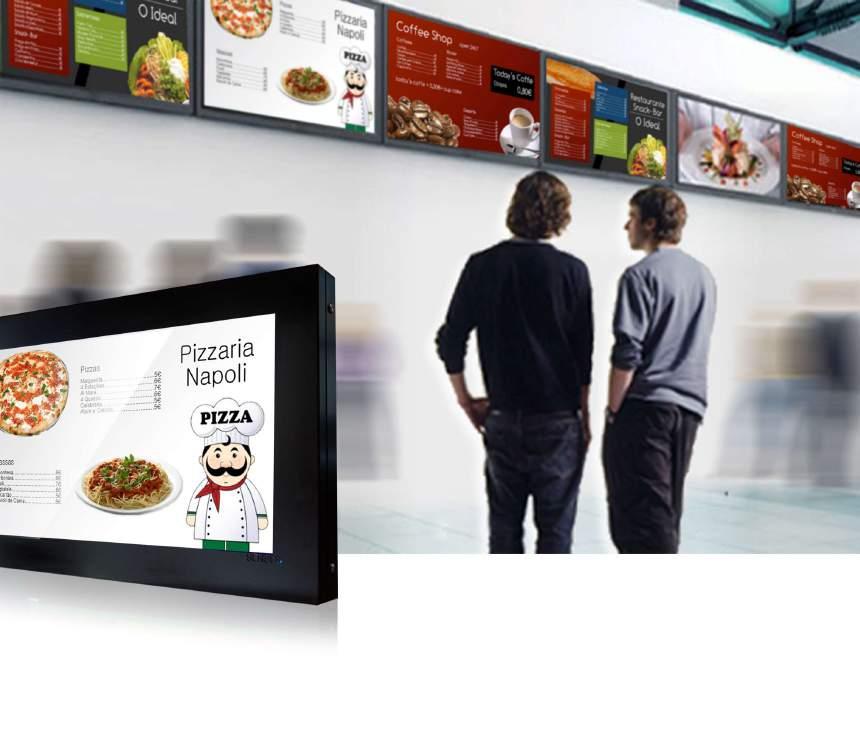 Menu Boards Digitais O Digital Signage transforma a comunicação de restaurantes, bares, cafés, etc. Quanto mais as pessoas fazem as suas refeições fora de casa, mais os restaurantes, cafés, etc.