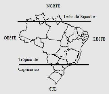 Resposta 2a) (0,25 cada item correto): i) a linha do Equador está desenhada na parte superior do mapa ao lado e ii) a linha do Trópico de Capricórnio está desenhada na parte inferior do mapa.