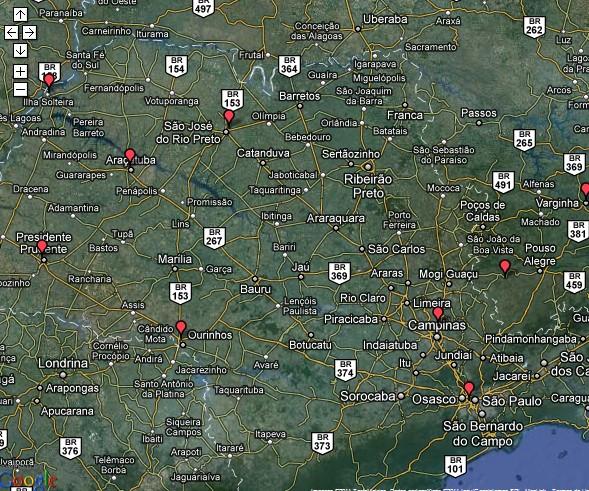 Referenciais Geodésicos no Estado de São Paulo -Rede de Marcos Geodésicos: - Os pontos da RBMC são base para as redes estaduais de GPS.