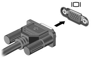 Utilização dos recursos de vídeo Utilização da porta de monitor externo A porta do monitor externo conecta um dispositivo de exibição externo, como um monitor externo ou um projetor, ao computador.