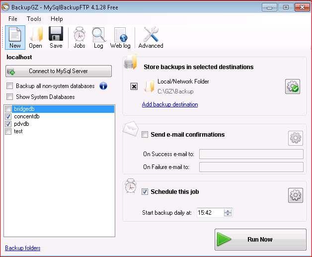 Selecione os bancos e clique em Add backup destination: Importante: Este é um manual de como pode ser feita a instalação.