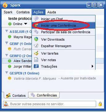 5 Conferência A conferência é uma funcionalidade capaz de reunir mais de dois usuários em uma conversação, dispondo inclusive de recursos como moderação e