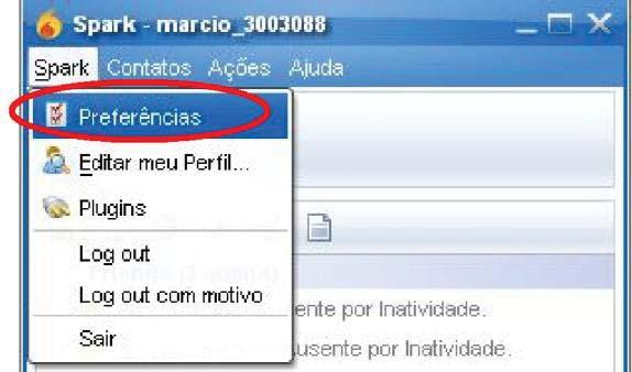 6 Personalizando sua conta 6.1 Histórico das conversações O programa Spark instalado nos computadores da serventia podem armazenar registros das conversas nos equipamentos.