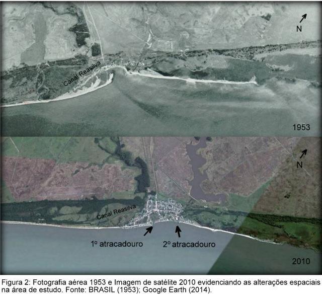 Fotografia aérea de 1953 e imagem de satélite de 2010