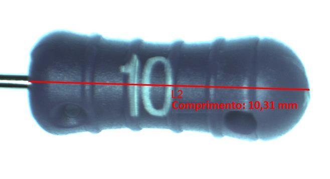 Figura 17 Imagem obtida por estereomicroscopia óptica ilustrando a obtenção do comprimento do cabo de um instrumento endodôntico (Instrumento C+File). 7.2.