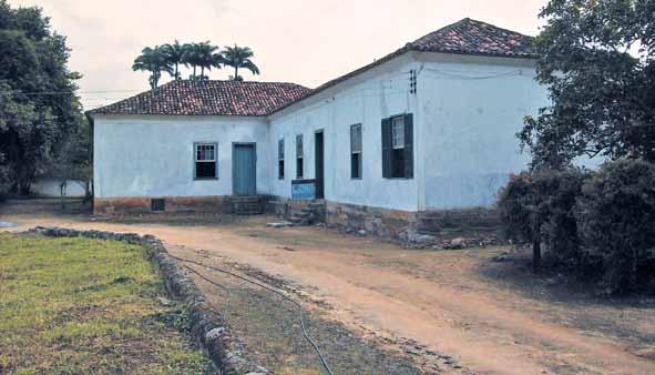 Um portão de madeira conduz à lateral esquerda da casa (f07), onde um grande rancho funciona como apoio aos serviços gerais e cuja localização em meio a um pomar com diversas árvores frutíferas