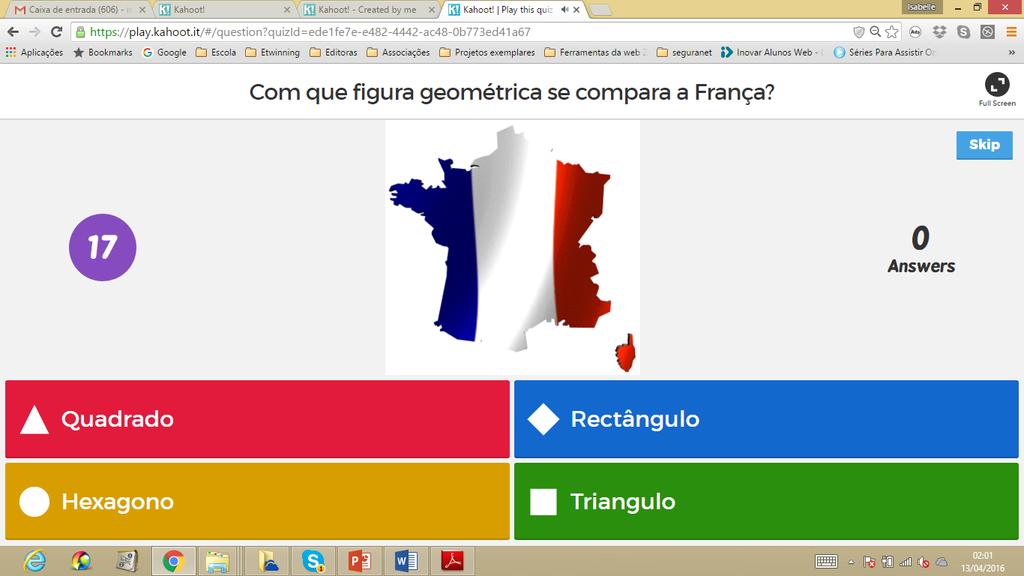 Se o nome digitado pelo aluno não agradar ao professor este pode clicando nele eliminá-lo originando no ecrã do dispositivo