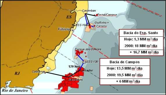 Desenvolvimento de dois novos campos de óleo e gás no Espírito Santo (1-ESS-164 e 1-ESS-130) Aumento da oferta de gás