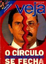 82 sentindo que Veja apresenta na capa da edição 1245, de 29 de julho de 1992, duas hemifaces afastadas por uma pequena distância, à esquerda do Presidente Collor e à direita de PC Farias, com