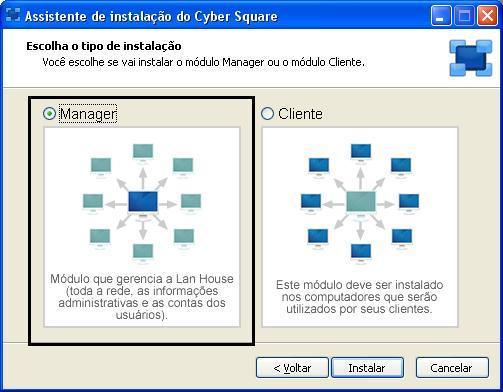 4 - Clique em Concluir e o Cyber Square Manager será aberto; 5 -