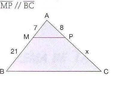 Num triângulo ABC, uma reta r, paralela ao lado,,irá dividir o