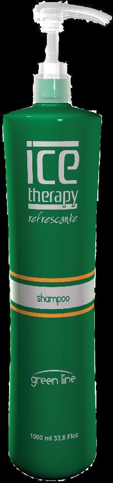 SHAMPOO ICE THERAPY O SHAMPOO ICE THERAPY GREEN LINE promove higienização dos fios com refrescância e bem