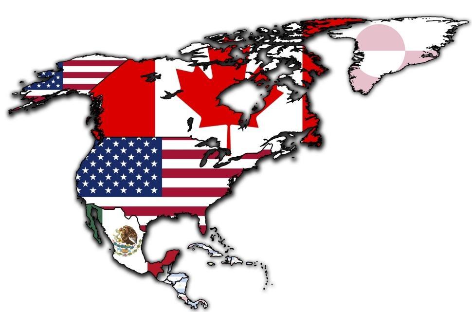 NAFTA Bandeira do NAFTA NAFTA (acordo de Livre Comércio da América do Norte) - North AmericanFree Trade Agreement); EUA (Estados Unidos da América), Canadá e México; META: eliminar barreiras