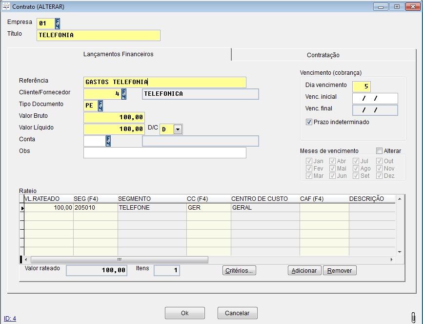 7.3. Criando um contrato Criar um contrato financeiro é rápido e permite a geração de previsões mensais, auxiliando