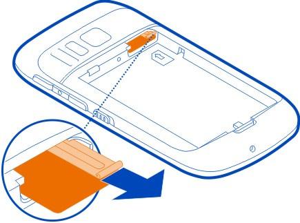 4 Utilize a unha para retirar cuidadosamente o suporte do cartão SIM.
