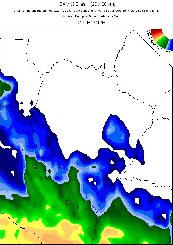 chuva na região centro e sul do estado nos dias 08/06 e 09/06.