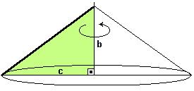 h = 1cm V = (1/3).A(base).h = (1/3) pi.r²h = (1/3).pi.3 = pi cm³ Os catetos de um triângulo retângulo medem b e c, e a sua área mede 2m².