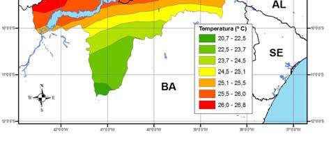 Pode-se observar que varia de 20,7 a 26,8 C, sendo que os valores