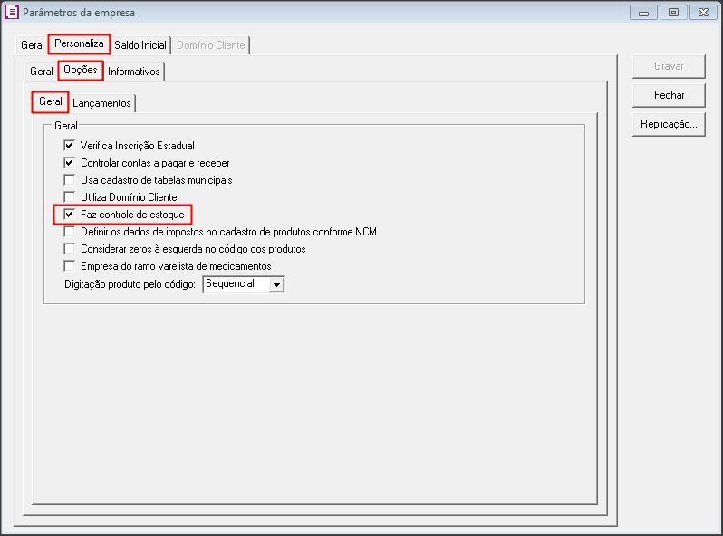 1.6 - Clique no botão [Gravar] para concluir. 2 CONFIGURAÇÃO DO PRODUTO 2.1 Acesse o menu ARQUIVOS, PRODUTOS; 2.2 Verifique se já possui um produto cadastrado para a operação; 2.