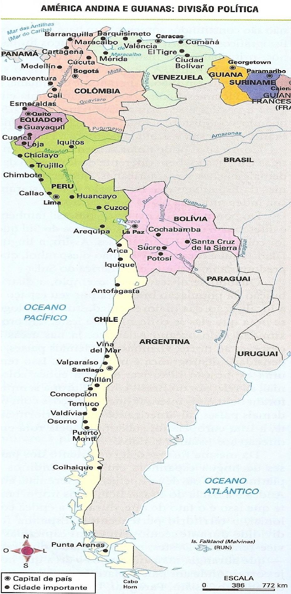 América Andina Países:Chile, Peru, Bolívia, Equador, Venezuela e Colômbia.