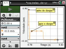 Usando Sensor de movimento Abra a aplicação Listas e Folha de Cálculo e construa a tabela com os valores das velocidades obtidos Ensaio m 1 m 2 V 1 (antes da colisão) V 2(após a colisão) P sistema