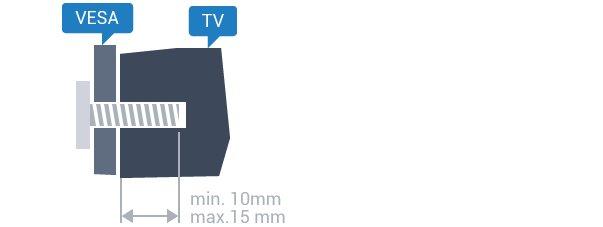 padrão VESA, sejam introduzidos a uma profundidade de aproximadamente 10 mm nas buchas aparafusadas da TV. 2 Como instalar Cuidado 2.