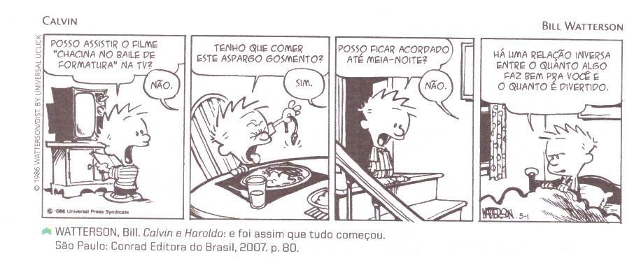 Círculo Fluminense de Estudos Filológicos e Linguísticos Atividade 2 (p. 293) 1- Segundo as regras da gramática normativa, há uma inadequação de regência verbal em uma das perguntas de Calvin.