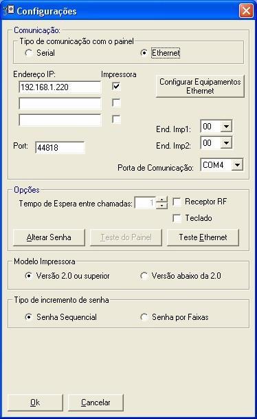 Configurando o painel No menu Configurações, há a opção Configurações gerais, onde é possível alterar as características da comunicação com o painel.