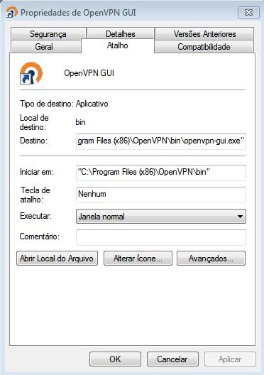 Realizando esta configuração o OpenVPN sempre será executado como administrador (importante