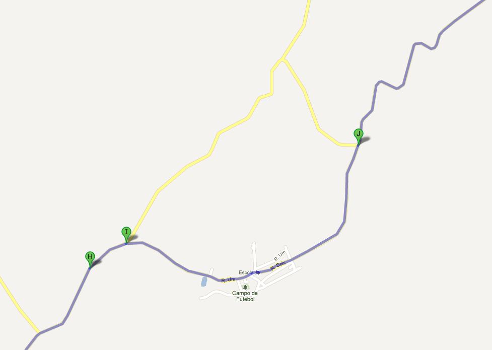 Passar por dentro do povoado do Córrego do Feijão (o povoado está entre os pontos I e J), a partir daí seguir em direção a Casa Branca.