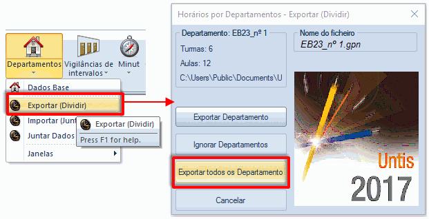 16 4. Clique no botão <Exportar todos os Departamentos>. A exportação começa enviando os dados dos departamentos de uma vez só.