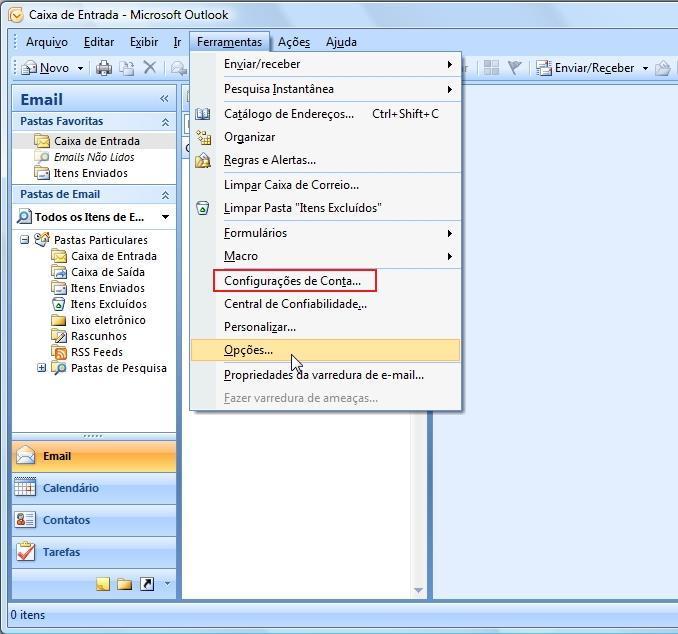 MICROSOFT OUTLOOK 2007 Revisar as Configurações de Conta do Outlook 2007 Com o