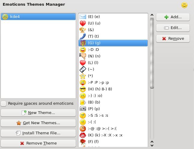 1 Gestor de Temas de Ícones Emotivos 1.1 Introdução Os ícones emotivos podem ser usados em várias aplicações do KDE: Kopete, Konversation, KMail.